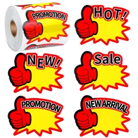 Cards-769 Tinlade 500 Pcs Starburst Signs Price Stickers 2.8 X 3.5 Inches Green