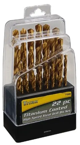 11006 Titan 22 Piece Titanium-coated High Speed Steel Drill Bit Set