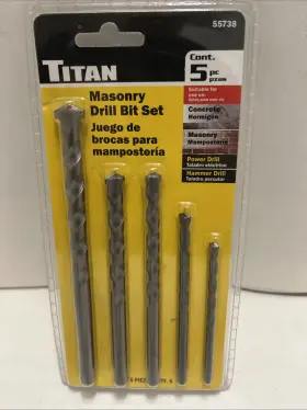55738 Titan Tools Concrete/masonry 5 Piece Drill Bit Set Hammer Or Power