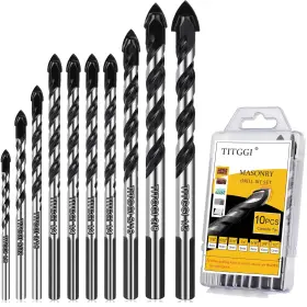 Titggi 669936845590 Professional Masonry Drill Bit 10 Pcs Set 1/8 Inch -1/2