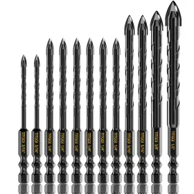 Titggi 744110117431 12pcs Masonry Drill Bit Set - Professional Concrete Bits For Glass/