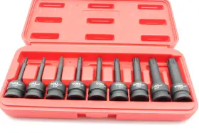 71381 Tmax 9 Pc Torx Plus Ip 3 Inch Long 6 Point Black Impact Bit Socket Set 1/2 Sq