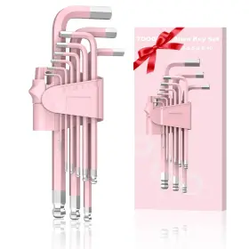 Tgd066 Toogond 9 Pcs Pink Allen Key Set Cr-v Wrench Tools For