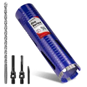 Tool 313048712768 2-1/2 Inch Core Drill Bit With Pilot And Adapters Sds Plus 1/2 Hex 5/8 -11
