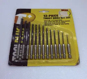 Tool Plus 630990444197 13 Piece Twist Drill Bit Set 1/16 Inch -1/4 Hex Shank Carbon Steel X