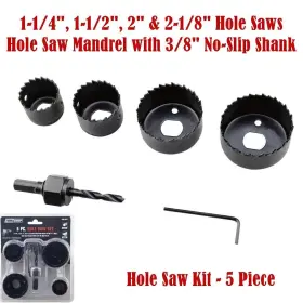 2422576 Tool Shop Hole Saws Kit With Pilot Bit High Carbon Steel Tooth - 5 Piece