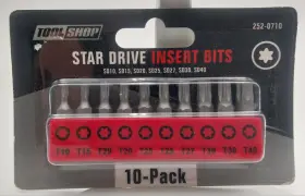 252-0710 Tool Shop Star Drive Insert Bits 10 Piece Hex Shank
