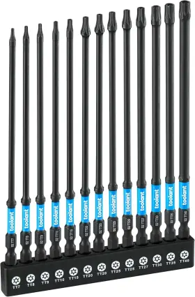 Tt7-tt40 Toolant 313100990905 6 Inch Impact Long Torx Bit Set 13pcs 1/4 Hex-shank S2 Steel Sec