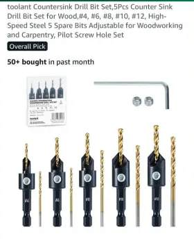 Toolant 445021754762 Silence Combination Countersink Drill Bits Set #4 #6 #8 #10 #12