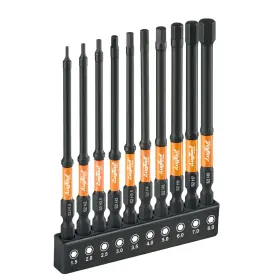 Ta01066001 Toolant Impact Hex Head Allen Wrench Drill Bit Set 10pcs Metric 1/4 Inch Hex-shank S2