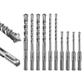 229298492 Tools 10pcs Rotary Hammer Drill Bit Set Concrete Kit Cross-type Double Threa