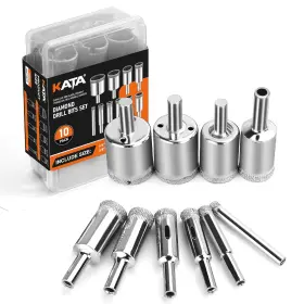 Tools 313098613664 Diamond Hole Saw Kit 10pcs Tile Drill Bits For Glass Bottles -