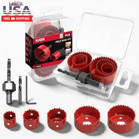 Tools Kt89062 8pcs Hole Saw Kit 1 Inch To 2-1/8 25-54mm Set In Case With 1pc Mandrels