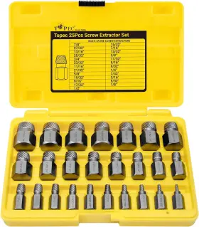 He-25 Topec 25pcs Screw Extractor Set Hex Head Multi-spline Easy Out Bolt 25-piece