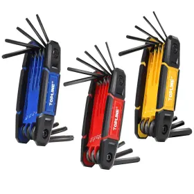 Topline 781573478020 25-piece Folding Allen Wrench Set Sae Metric Torx Hex Key Blue