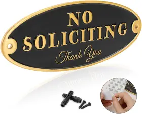 Brass1 Toplusesse Ns01-f Brass No Soliciting Sign For House Office -