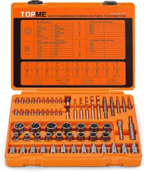 Tm1203 Topme Bolt Extractor Kit 63 Pieces Screw Set With Left Hand 63-piece