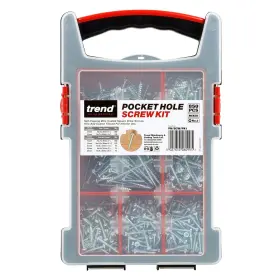 Trend 027654060995 Pocket Hole Screws For Hard And Softwoods Selection Pack Of 850 Self-tapping