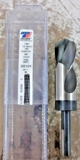 092876 Triumph 92876 T9f 1-3/16 Inch Black Oxide 1/2 Shank 3 Flat Drill Bit Usa