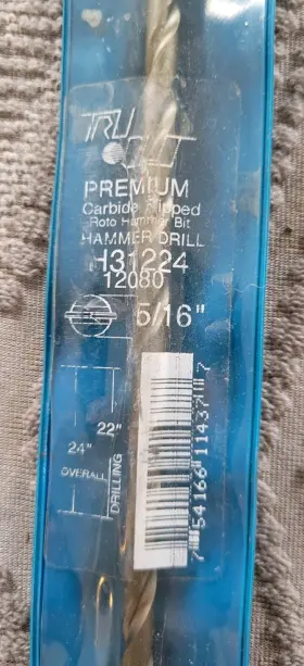 H31224 Tru-cut 5/16 Inch X 24 Hex Shank Hammer Drill Bit See Description