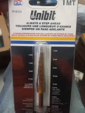 16101 Unibit New #1mt Step Drill Bit Titanium 6x Life 4mm-12mm 9 Hole Size