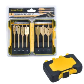 E01001 Uniteco 7pcs Wood Flat Drill Bit Set Spade Tit