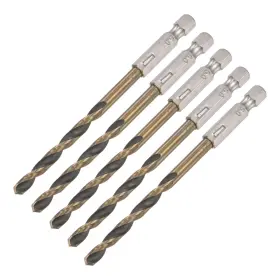 Uxcell 724708827898 5pcs High Speed Steel Hex Shank Twist Drill Bit 5mm Drilling Dia With 1/4 Inch