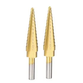 Uxcell 752374529310 2pcs Step Drill Bit Hss 1/8 Inch To 1/2 13 Size Straight Flute Triangular Shank