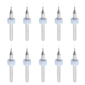 Uxcell 782685891875 10pcs 1/8 Inch Shank 0.2mm Tungsten Carbide Cnc Engraving Micro Pcb Drill Bits Set
