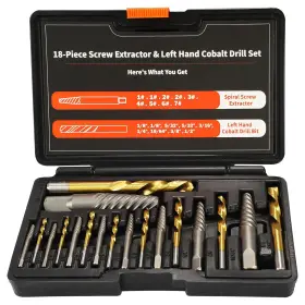 Uewtedb18-bl Uyecove 18pcs Screw Extractor And Left Hand Drill Bit Set Easy Upgarded Kit-18pcs