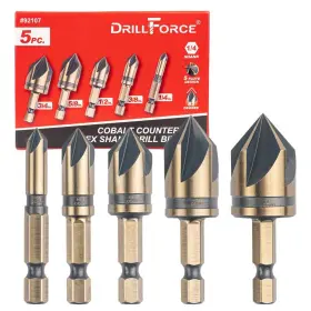 Flutes1 Valyriantool 941586104338 Cobalt Countersink Drill Bits Set5pcs M35 Hssco 82 Degree 5 Flutes1/4 Inch Qu
