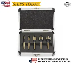 Vct Tools 643845651824 5pcs Countersink Drill Bit Set For Steel Metal Wood Plastic Aluminum