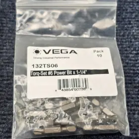 132ts06 Vega Qty 10 Torq-set #6 Power Driver Bits X 1-1/4 Inch
