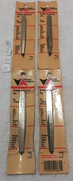 21865 Vermont American 045325218648 4pc #4 Screw Extractor Set Usa