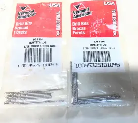 10104 Vermont American Lot Of Twenty 1/16 Inch Industrial Jobber Length Drill Bits #10104