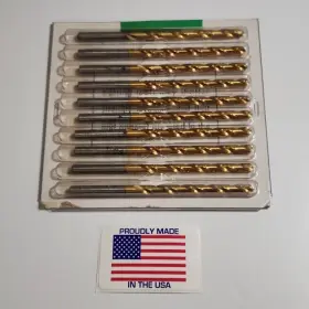 1264114768 Vermont American Usa #4 Wire Gauge Jobber Length Hs Tin Coated Drill Bits Qty 10