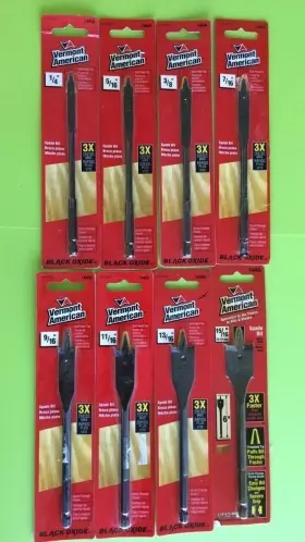 14454 Vermont American 8 Self Feed Threaded Speed Spade Bits - 1/4 Inch To 15/16 6 Long