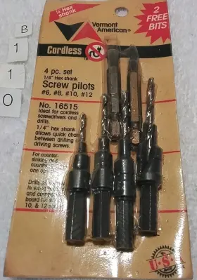 16515 Vermont American 4pc 1/4 Inch Hex Countersink Drill Bit Set Usa