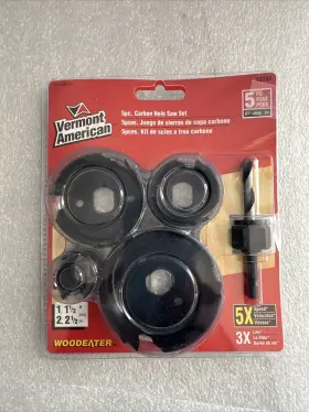 18398 Vermont American 5 Piece Carbon Hole Saw Set 1-1/4 Inch To 2-1/8