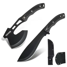 Vevor 197988088301 Hunting Knife And Hatchet Axe Combo Set Sheath Fixed Blade Camping