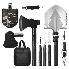 Vevor 197988089995 Survival Shovel Axe 16-in-1 Camping Folding Shovels With Hatchet