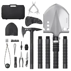 Vevor 197988090861 Survival Shovel Axe 28-in-1 Camping Folding Shovels With Hatchet