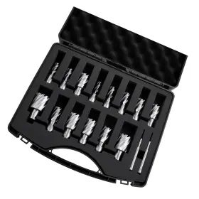 Vevor 197988182375 Annular Cutter Set 16 Pcs Weldon Shank Mag Drill Bits Kit 1 Inch Cutting Depth 7/
