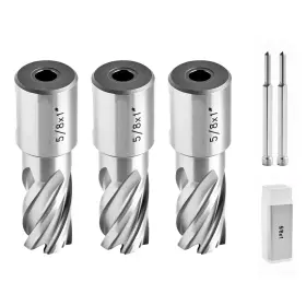 Vevor 197988183495 Annular Cutter Set 5 Pcs Weldon Shank Mag Drill Bits Kit 1 Inch Cutting Depth 5/8