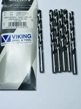 16980 Vinking Viking Bright Finish Jobber Drill 118 Degree Point Hss Bit 6 Pack 3/8 Inch