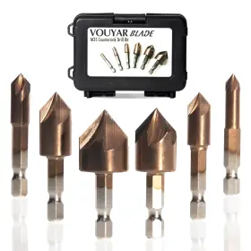 Kmm35ndjq001 Vouyar 6 Pcs M35 Cobalt Countersink Drill Bit Set For Metal With Case 82 Degree 1/4ft