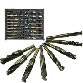 Voyager Tools 609053676943 17-piece Silver And Deming Drill Bit Set Black Gold Finish Hss 1/2 Shank