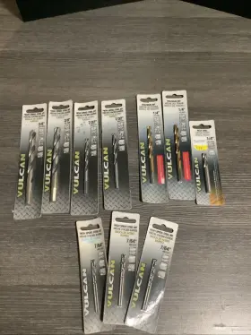 281-9506 Vulcan 10 High Speed Steel / Titanium Drill Bits Lot Sure Grip Assorted Nos
