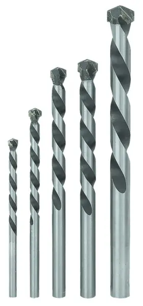 63074 Warrior 5 Pc Masonry Carbon Steel Carbide Tips Drill Bit Set