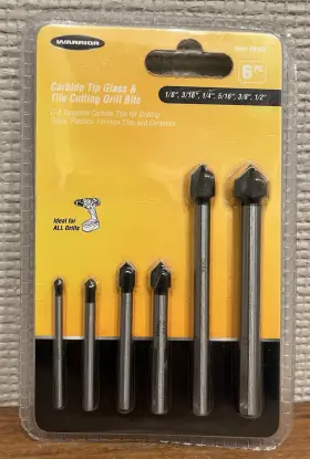 68168 Warrior Carbide Tip Glass And Tile Cutting Drill Bits - 6-pc Nip